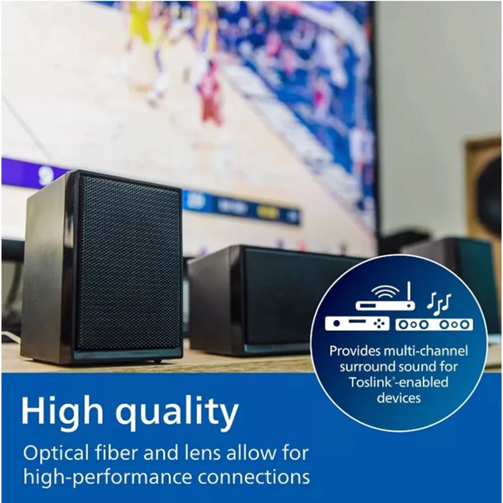 Philips Toslink 6 ft Fiber Optic Audio Cable with Adapters
